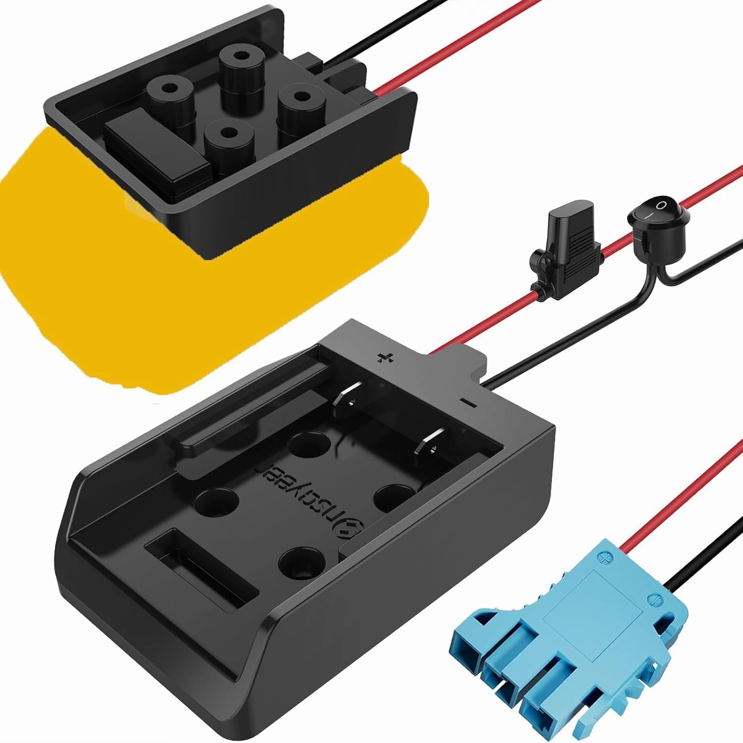 Power Wheel Adapter with Fuse&Switch, Secure Battery Adapter for 20V Lithium Battery, with 12 Gauge Wire&Wire Harness Connector, Good Power Convertor for Peg-Perego Children Ride-on Cars