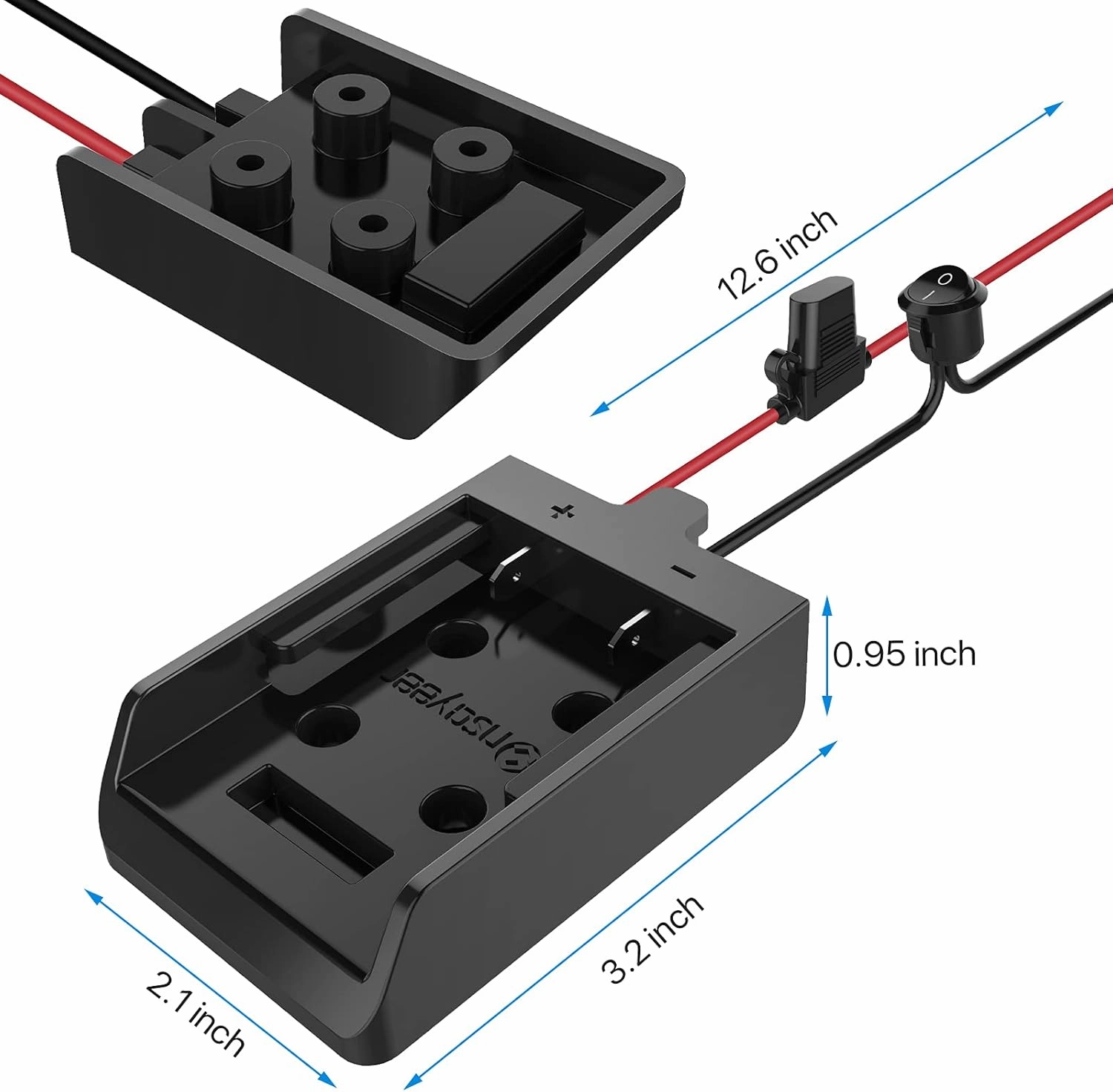 Power Wheel Adapter with Fuse&Switch, Secure Battery Adapter for 20V Lithium Battery, with 12 Gauge Wire&Wire Harness Connector, Good Power Convertor for Peg-Perego Children Ride-on Cars