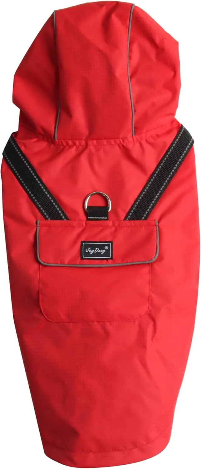 Premium Dog Raincoat with Hood for Medium Dogs,Outdoor Sports Waterproof Doggie Rain Jacket,Puppy Raincoat with Pockets,Red L