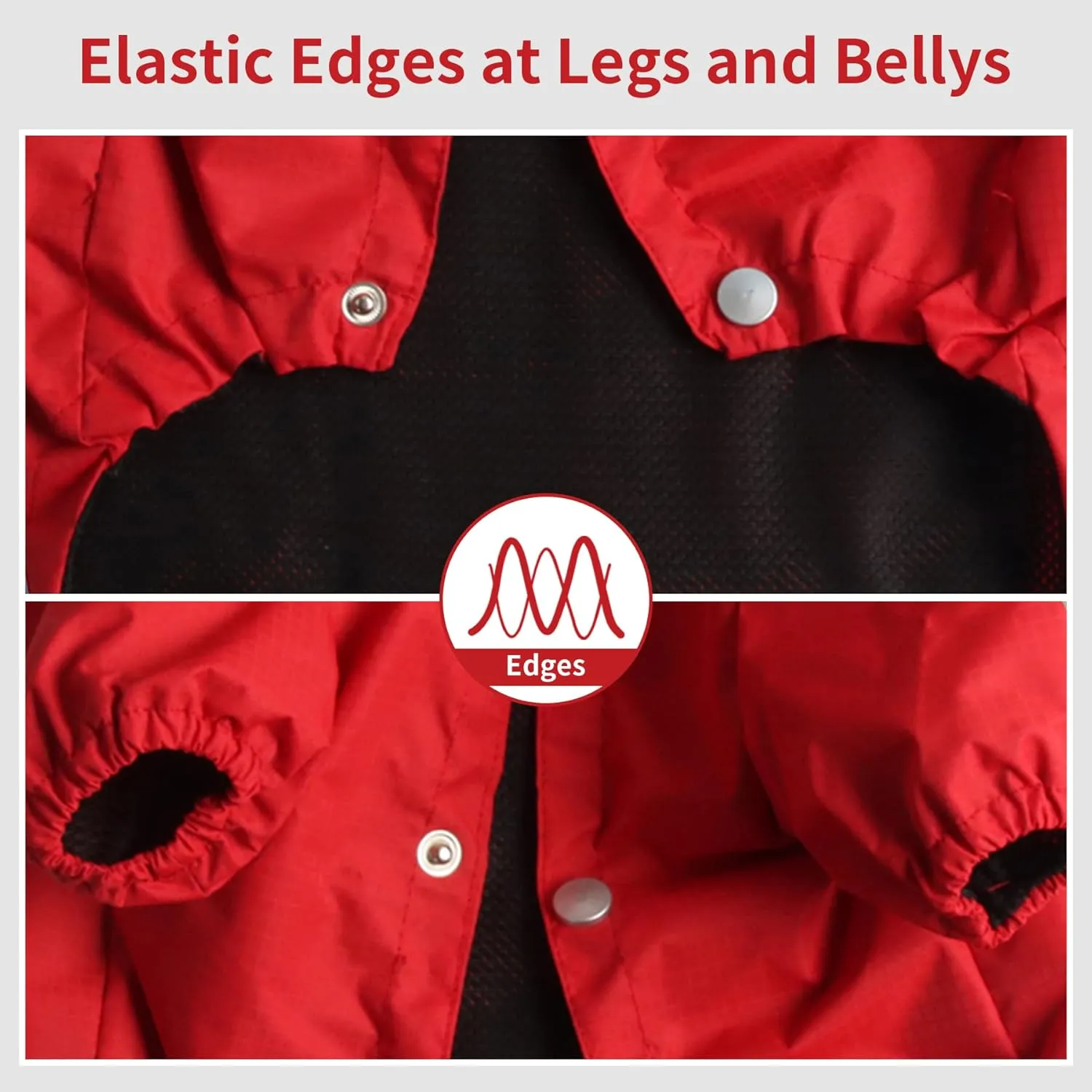 Premium Dog Raincoat with Hood for Medium Dogs,Outdoor Sports Waterproof Doggie Rain Jacket,Puppy Raincoat with Pockets,Red L