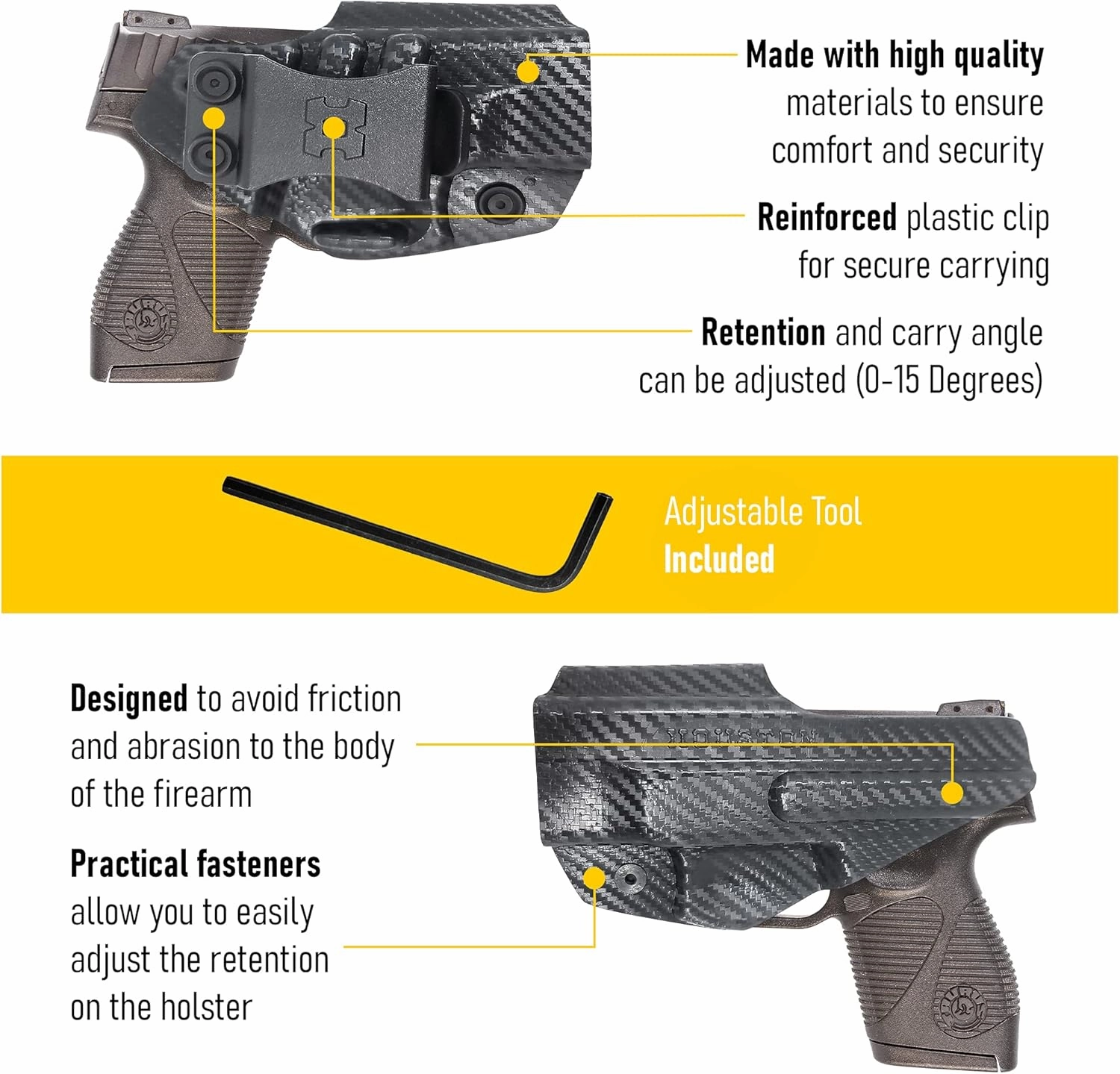 Premium IWH Kydex Holsters /Right Handed in Carbon Fiber by Houston Gun Holsters, LLC