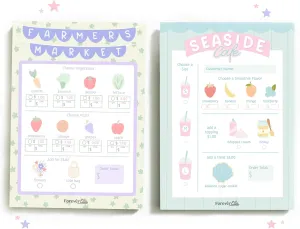 Pretend Play Menu Notepad Set for Kids – Restaurant Play Menus for Kitchen, Role Play Set for Toddlers, Supermarket Cash Register Accessories, Grocery Store Toddler Learning Toys