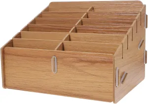 PRETYZOOM Wooden Card Storage Box Multi-grid Card Sorter Compact for Easy Transport