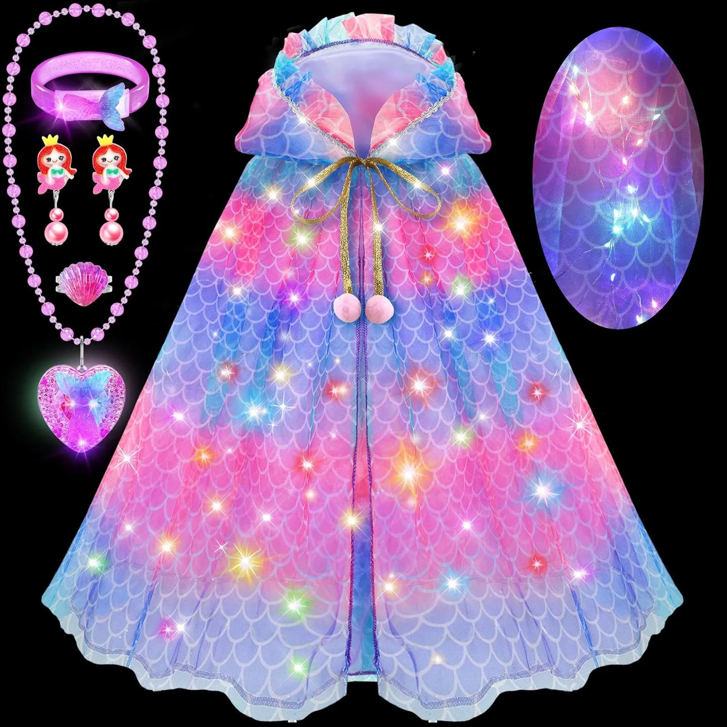 Princess Dress Up for Girls 4-6, Dresses for Girls, Led Light Up Toys for 3 Year Old Girls Christmas Brithday Gifts
