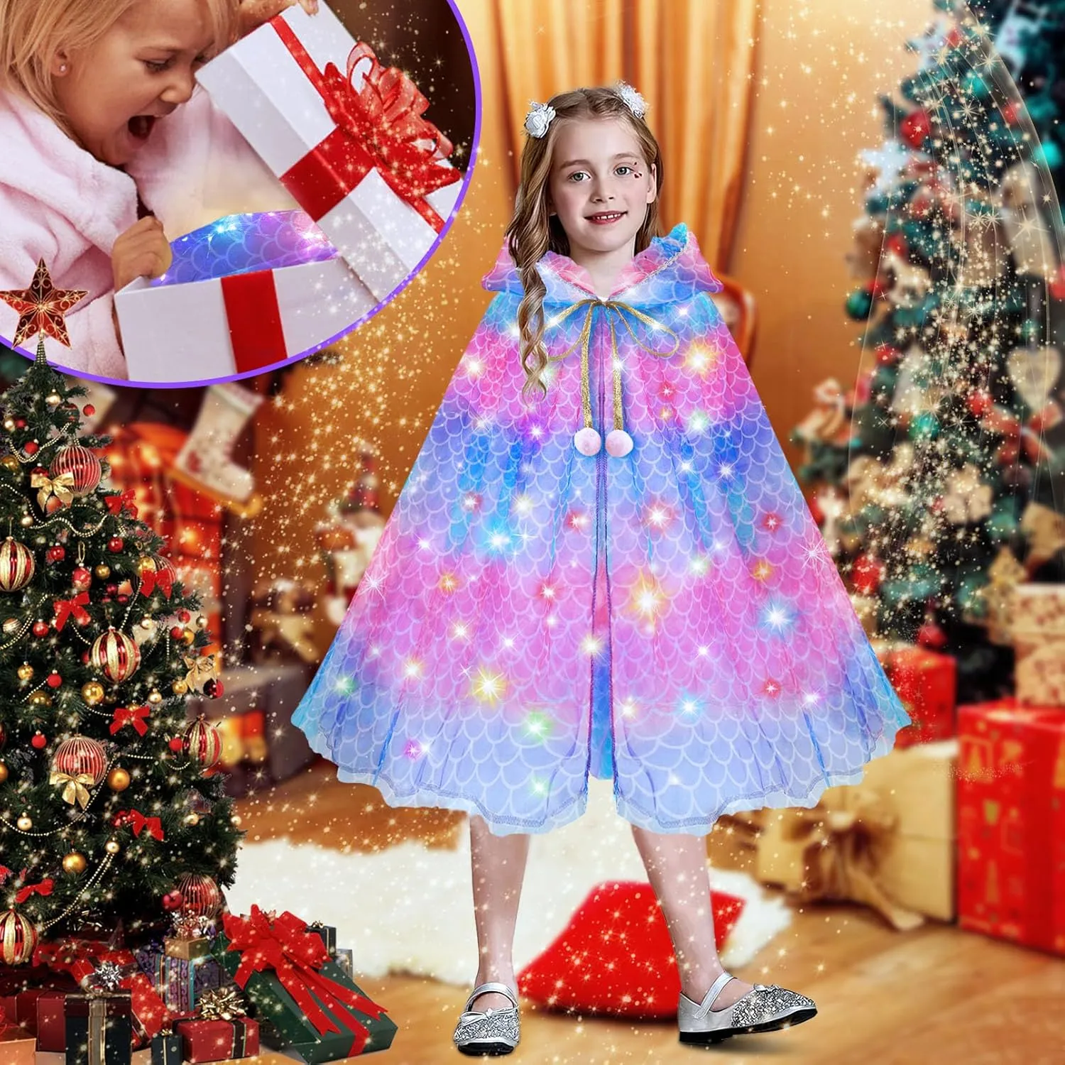 Princess Dress Up for Girls 4-6, Dresses for Girls, Led Light Up Toys for 3 Year Old Girls Christmas Brithday Gifts