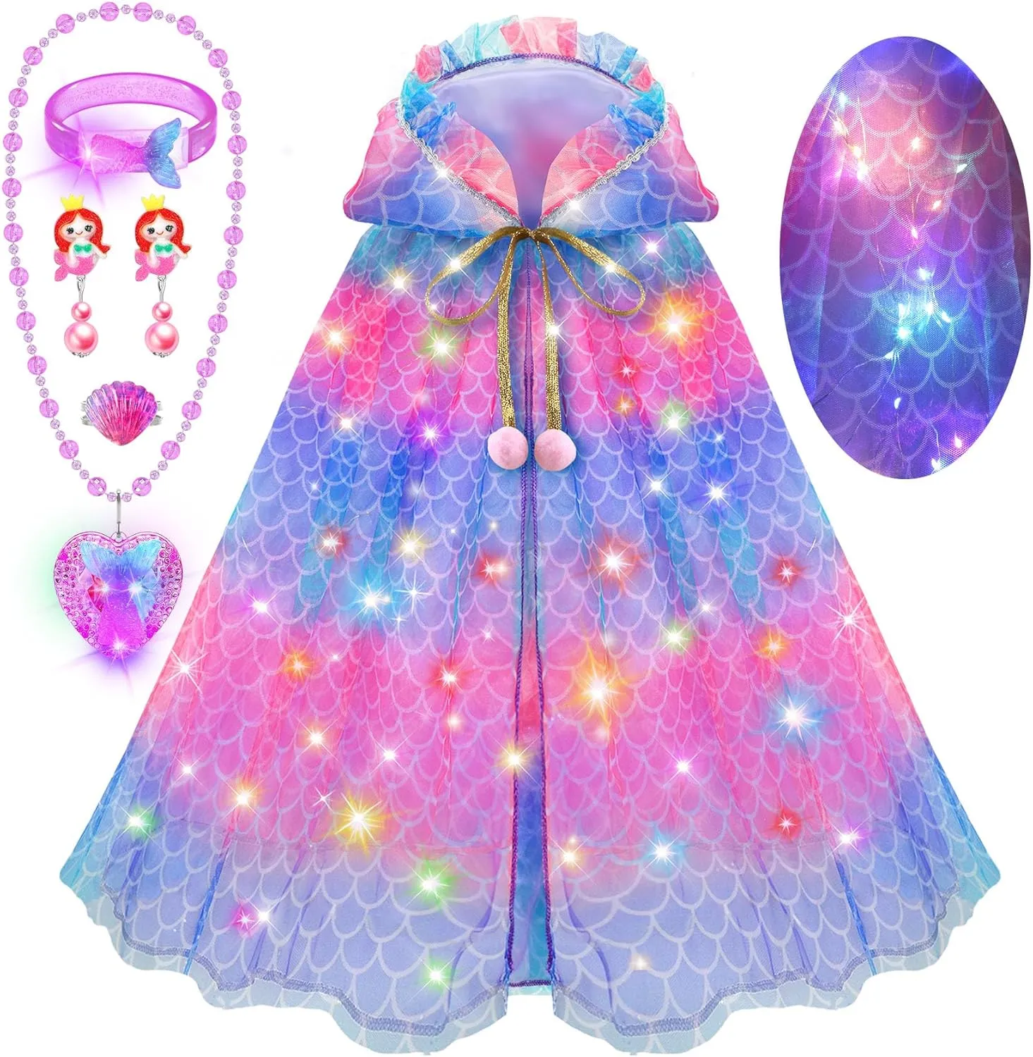 Princess Dress Up for Girls 4-6, Dresses for Girls, Led Light Up Toys for 3 Year Old Girls Christmas Brithday Gifts