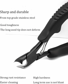 Professional Toenail Clippers with Ergonomic Grip Handles, Black (Black)