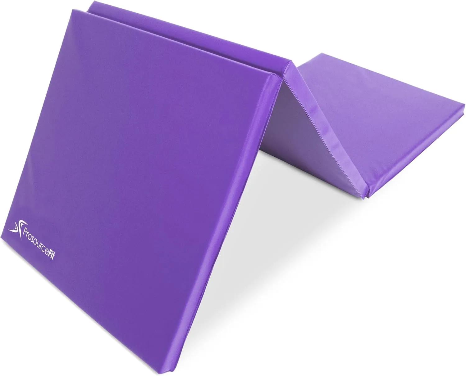 ProsourceFit Tri-Fold Folding Thick Exercise Mat 6'x2' with Carrying Handles for MMA, Gymnastics, Stretching, Core Workouts, Purple
