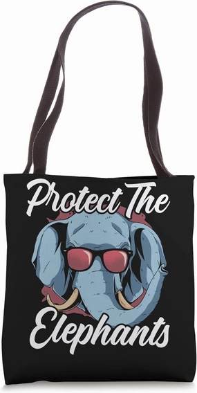 Protect The Elephants Tusk Zoo Animal Lover Zookeeper Tote Bag