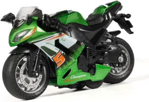 Pull Back Motorcycle Toys, Tiny Gift with Music Lighting, Race Motorcycles Toy for Boys Kids Age 3 4 5 6 7 8 Year Old (Green)