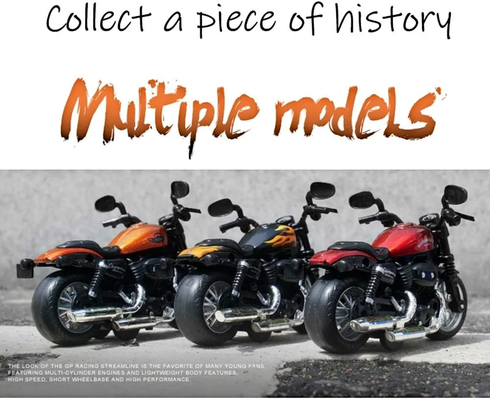 Pull Back Motorcycle Toys, Tiny Gift with Music Lighting, Retro Motorcycles Toy for Boys Kids Age 3 4 5 6 7 8 Year Old (Black)