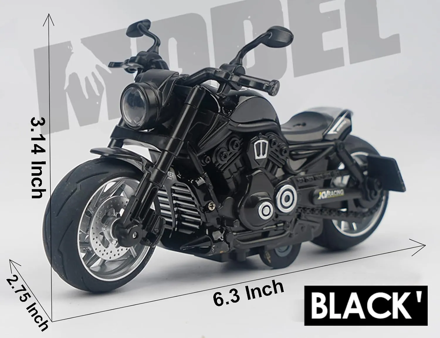 Pull Back Motorcycles Toy, Moto Gift with Music Lighting, Wolverine Motorcycle Toys for Boys Kids Age 3-12 Year Old (Black)