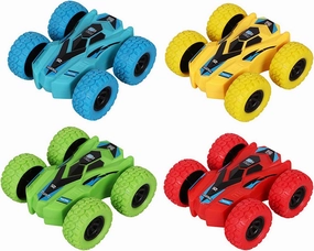Pull Back Cars Double-Sided Friction Powered Vehicles Flips Shockproof Inertia Cars Pull Cars for Boys Girls Toddler Birthday Gift Age 3  Years Old(4PCS)