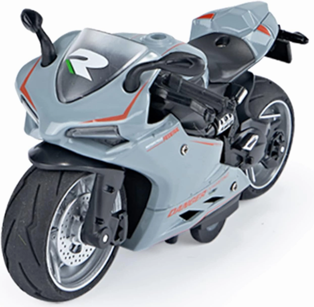 Pull Back Motorcycle Toys, Pullback Gift with Music Light, Race Motorcycles Toy for Boys Kids Age Over 3 4 5 6 7 8 Year Old (GrayOrange)