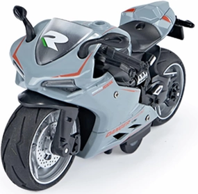 Pull Back Motorcycle Toys, Pullback Gift with Music Light, Race Motorcycles Toy for Boys Kids Age Over 3 4 5 6 7 8 Year Old (GrayOrange)