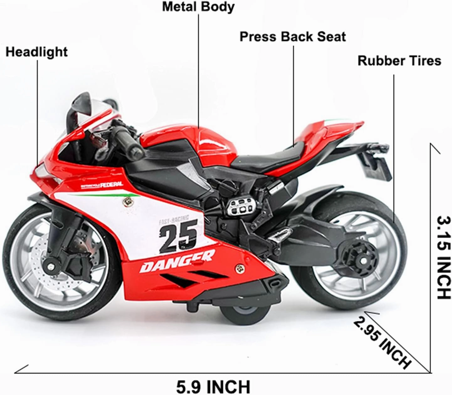 Pull Back Motorcycle Toys, Pullback Gift with Music Light, Race Motorcycles Toy for Boys Kids Age Over 3 4 5 6 7 8 Year Old (GrayOrange)