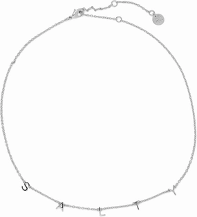 Pura Vida 14" Silver Salty Letter Charms Choker Necklace - Brand Charm Design - 3" Extender