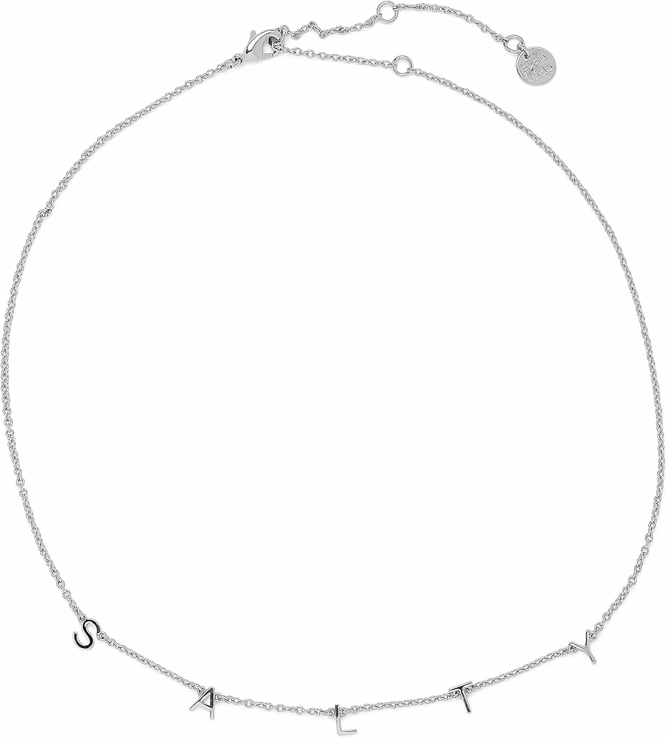 Pura Vida 14" Silver Salty Letter Charms Choker Necklace - Brand Charm Design - 3" Extender