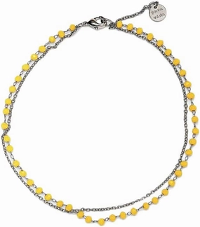 Pura Vida Silver-Plated Neon Beads Chain Anklet - Adjustable Band, Brand Charm, Brass Base - One Size