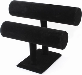 Qtqgoitem 2-Tier Black Velvet Jewelry Bracelet Watch Rack Display Stand Holder (model: bdf 10b c97 a86 e0d)