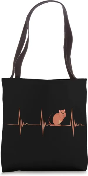 Quokka Marsupial Aussie Wildlife Animal Heartbeat EKG Pulse Tote Bag