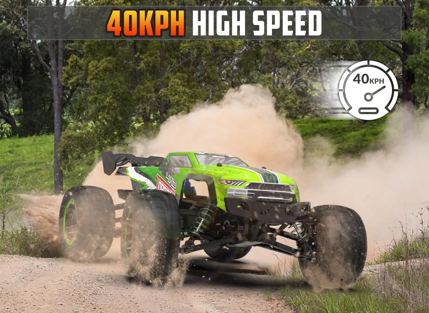 RACENT RC Truck 1:16 4x4 All Terrain RC Car 40KPH High Speed Remote Control Cars for Boys, Off-Road Monster Truck with 2.4Ghz Radio Control, 2 Batteries, Gifts for Kids Adults