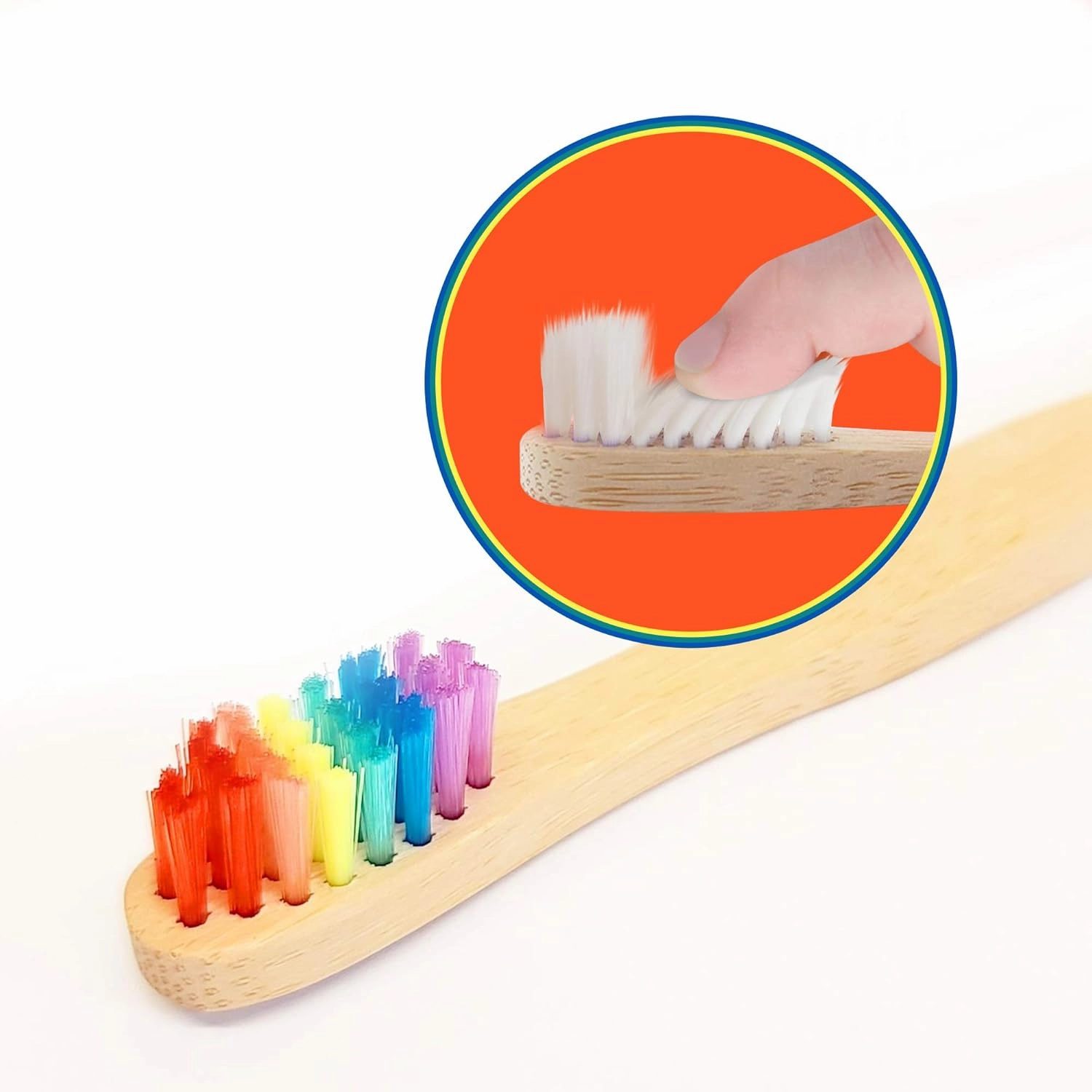 Rainbow Toothbrush for Kids - Made from Sustainable Bamboo for a Natural & Eco-Friendly Feel, Soft Wave Bristles, Biodegradable Wooden Handle | (Pack of 4, Rainbow)