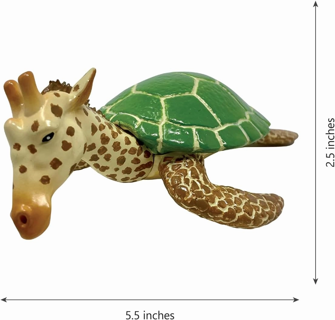 Randimals Giraffe & Turtle Hybrid Realistic Animal Toys - Unique Safari & Farm Animal Mix - Mini Figurines for Kids & Kidults