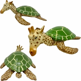 Randimals Giraffe & Turtle Hybrid Realistic Animal Toys - Unique Safari & Farm Animal Mix - Mini Figurines for Kids & Kidults