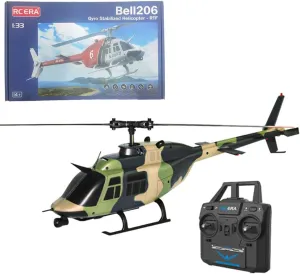 RC Helicopter for Adults, 1/33 Scale C138 Bell 206 2.4G 6CH Single-Propeller Flybarless Remote Control Helicopter, Aircraft for Beginners (Camo)