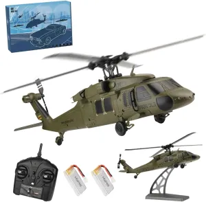 RC Helicopter for Adults, K170 UH-60L 170 Size 2.4G 4CH 6-Axis Gyro Flybarless RC Helicopter with Altitude Hovering, Adjustable Left and Right Hand Throttle for Beginners (RTF Version)