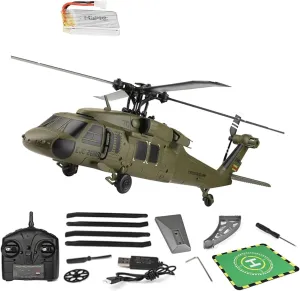 RC Helicopter Model, K170 UH-60L 170 Size 4CH Flybarless Helicopter with Adjustable Left and Right Hand Throttle (RTF Version)