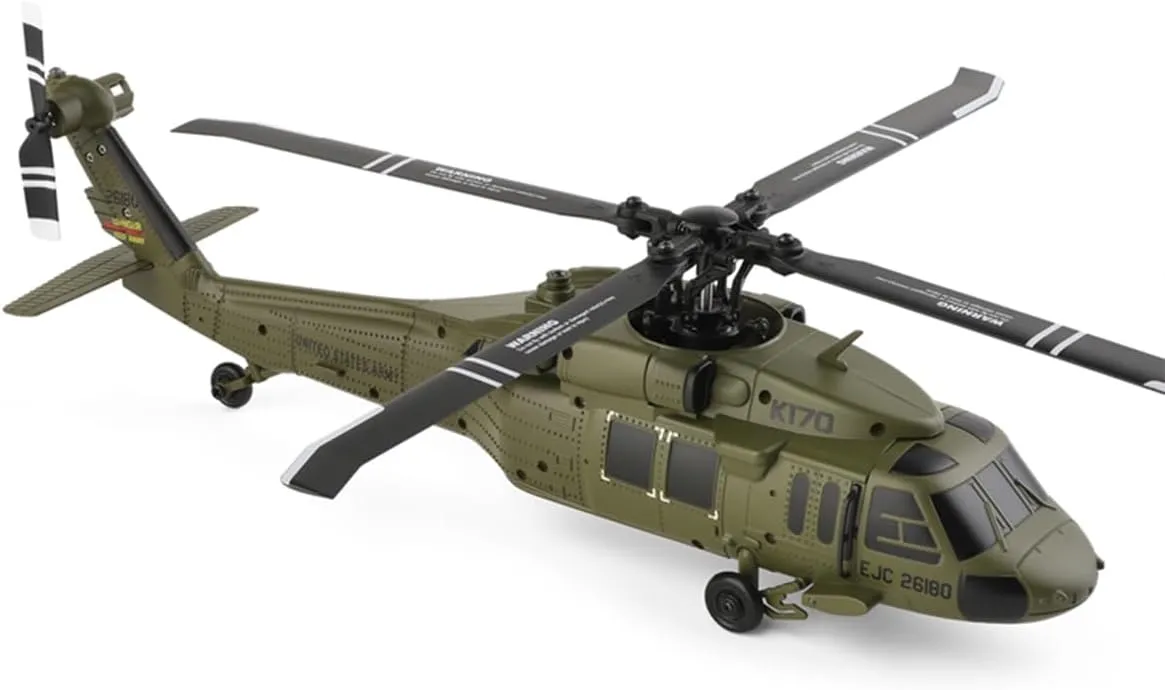 RC Helicopter Model, K170 UH60L 170 Size 2.4G 4CH Flybarless Brushless Motor Remote Control Helicopter with Altitude Hovering and 6-Axis Gyroscope for Adults Beginners (RTF Version)