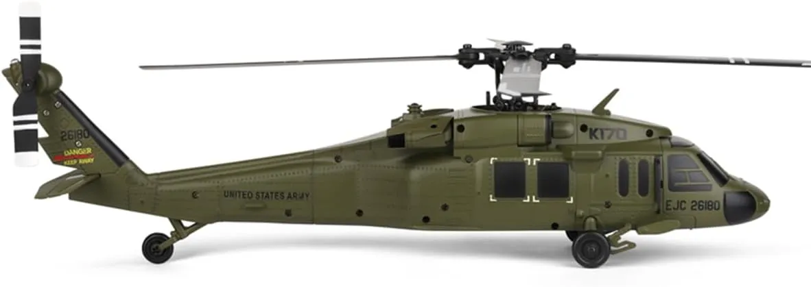 RC Helicopter Model, K170 UH60L 170 Size 2.4G 4CH Flybarless Brushless Motor Remote Control Helicopter with Altitude Hovering and 6-Axis Gyroscope for Adults Beginners (RTF Version)