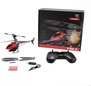 RC Helicopter Model, WL V398-C Missile Aircraft 2.4G 4CH Dual Blade RC Helicopter with Adjustable Left/Right Hand Throttle, Indoor RC Flying Toys
