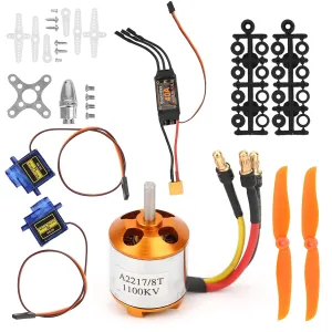 RC Plane Motor Kit for RC Plane Helicopter, 1060 Propeller RC Brushless Motor 2217 KV1100 Motors 40A XT60 ESC Plane Kit for Remote Control Helicopte