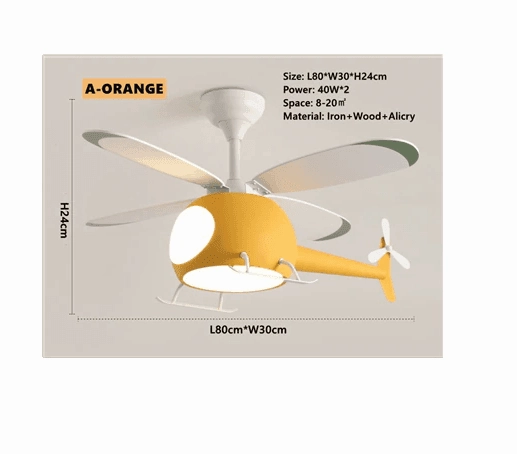 RC Helicopter Ceiling Light - Kids Dreamy Fan Lamp