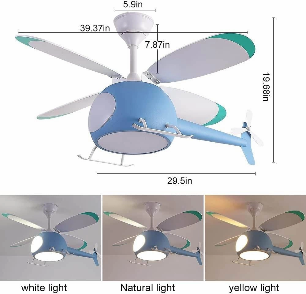 RC Helicopter Ceiling Light - Kids Dreamy Fan Lamp
