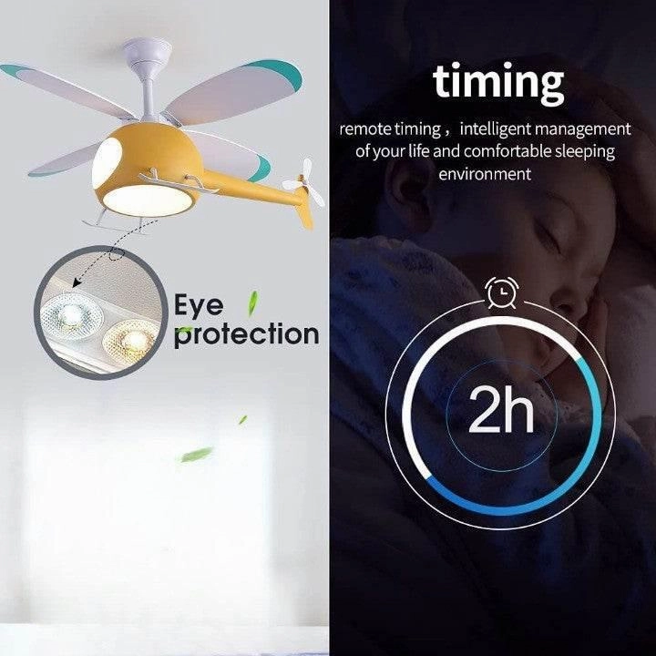 RC Helicopter Ceiling Light - Kids Dreamy Fan Lamp