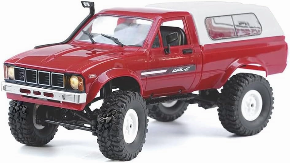 RC Truck WPL C24 RC Crawler 1/16 Scale 4x4 RC Rock Crawler All Terrain Off Road Pickup Truck RTR Remote Control LED Proportional Throttle Steering Hobby Toy for Adult