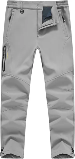Rdruko Men's Snow Pants Waterproof Insulated Winter Hiking Pants Snowboard Fleece Lined Softshell Ski Pants