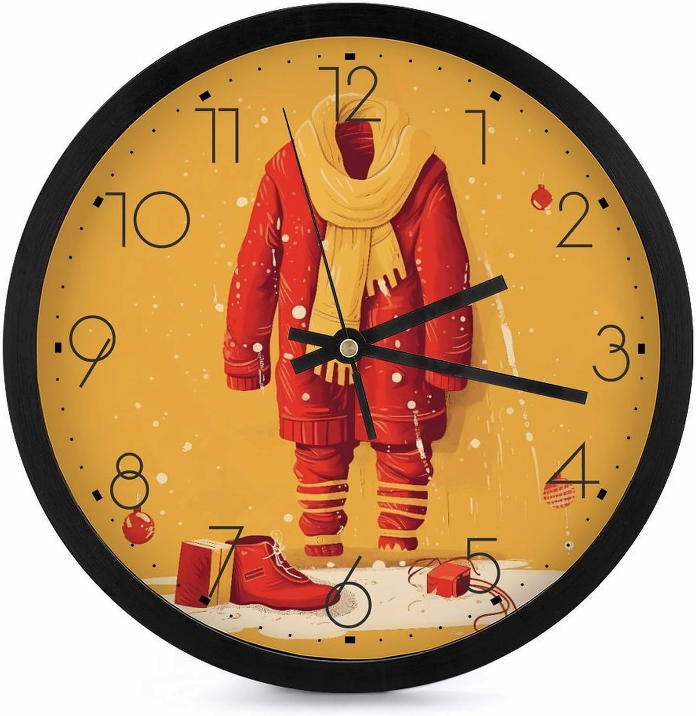 Red Clothes and Shoes Wall Clock 10 Inch Silent Non-Ticking Round Clocks Battery Operated Modern Kitchen Clock Wall Decor for Living Room Office Home Bedroom Kitchen Bathroom