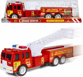 Red Fire Truck Toy Vehicle Pull Back Friction Car for Boys 3 and Up