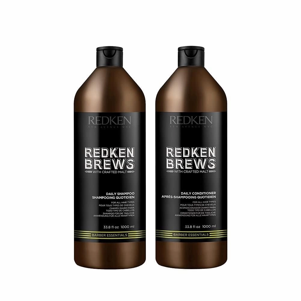 Redken Brews Daily Shampoo & Conditioner Set For Men - Lightweight Cleanser For All Hair Types