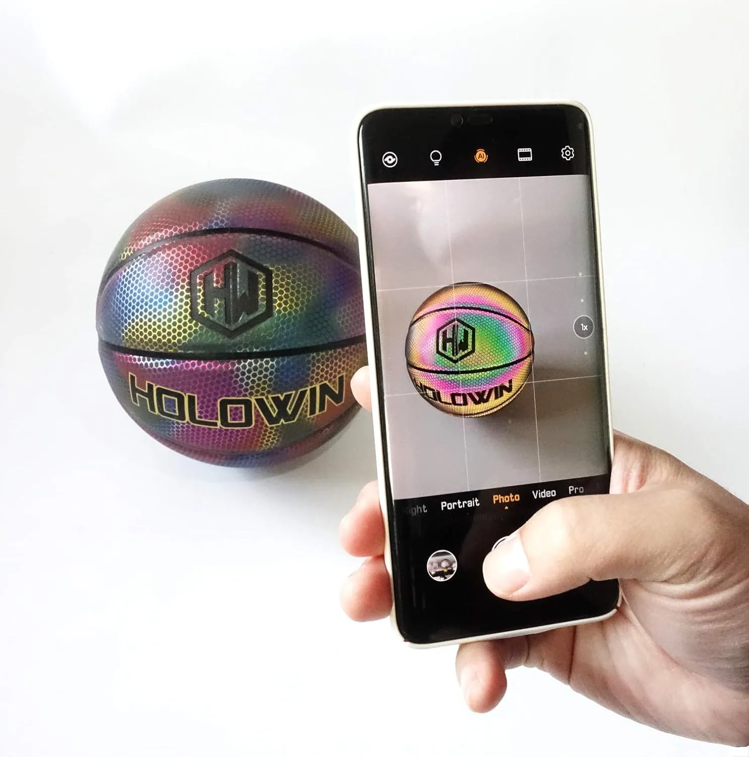 Reflective Glowing Holographic Luminous Basket Ball for Night Game, Perfect HoloHoops Gifts Toys
