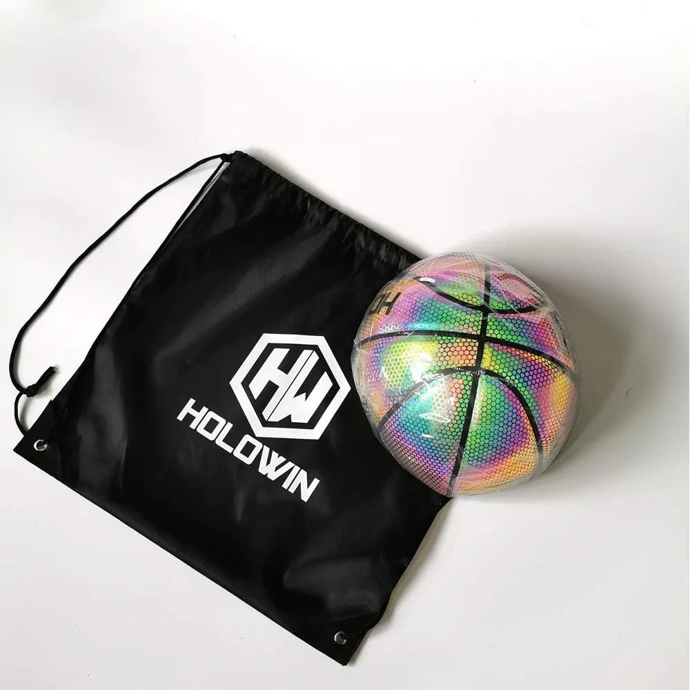 Reflective Glowing Holographic Luminous Basket Ball for Night Game, Perfect HoloHoops Gifts Toys