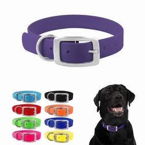 Regal Dog Products Small Purple Dog Collar with Heavy Duty Double Buckle & D Ring | Vinyl Coated, Custom Fit, Adjustable Biothane Dog Collar | Chew Resistant Waterproof Collar for Dogs