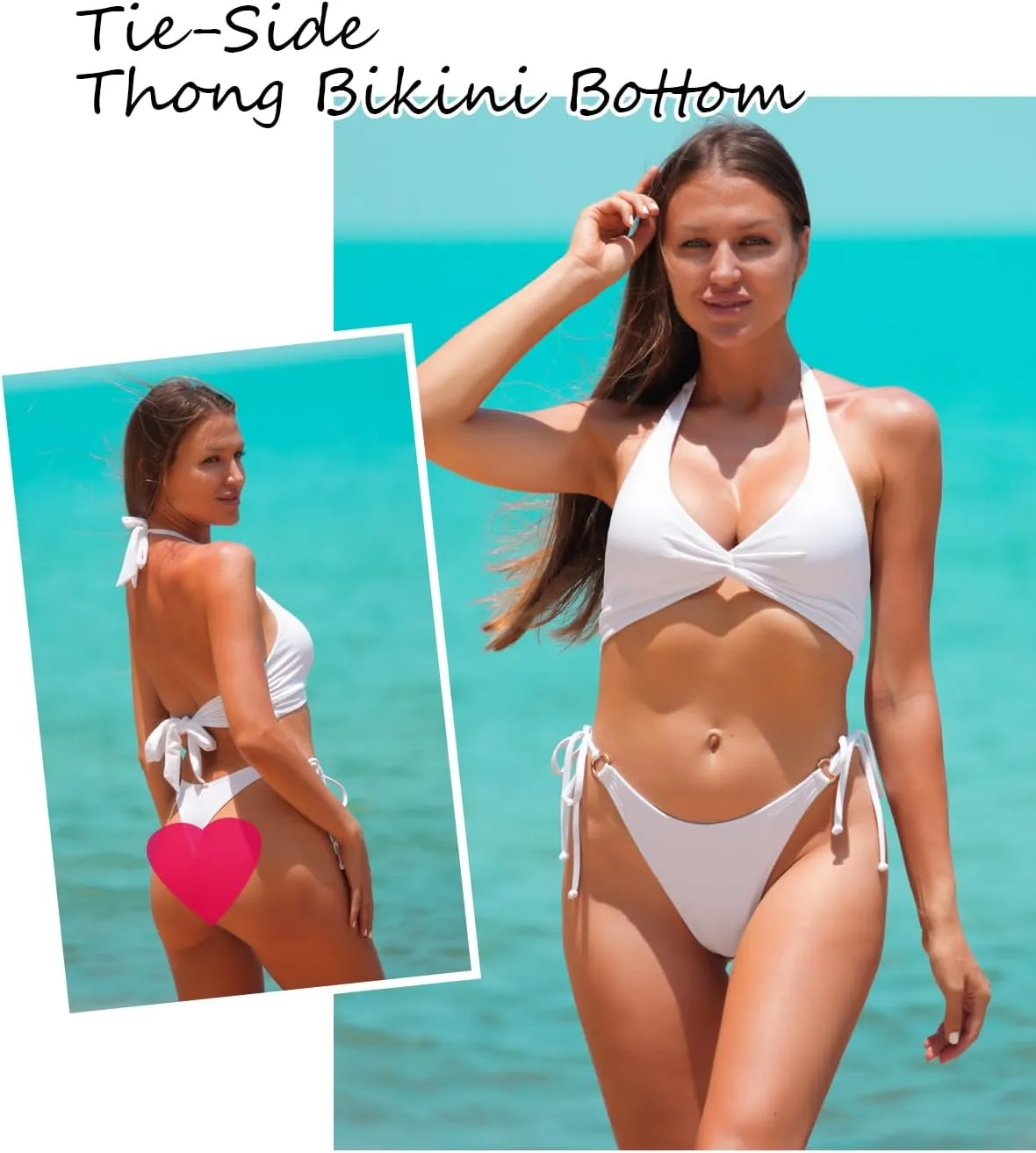 RELLECIGA Women's Low Waisted Tie-Side Thong Bikini Bottom
