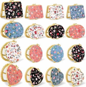 Remerry 48 Pieces Compact Mirror for Purse Small Flower Pocket Mirror Portable Floral Retro Folding Tea Party Favors Makeup Travel for Women Mother (Stylish Style)