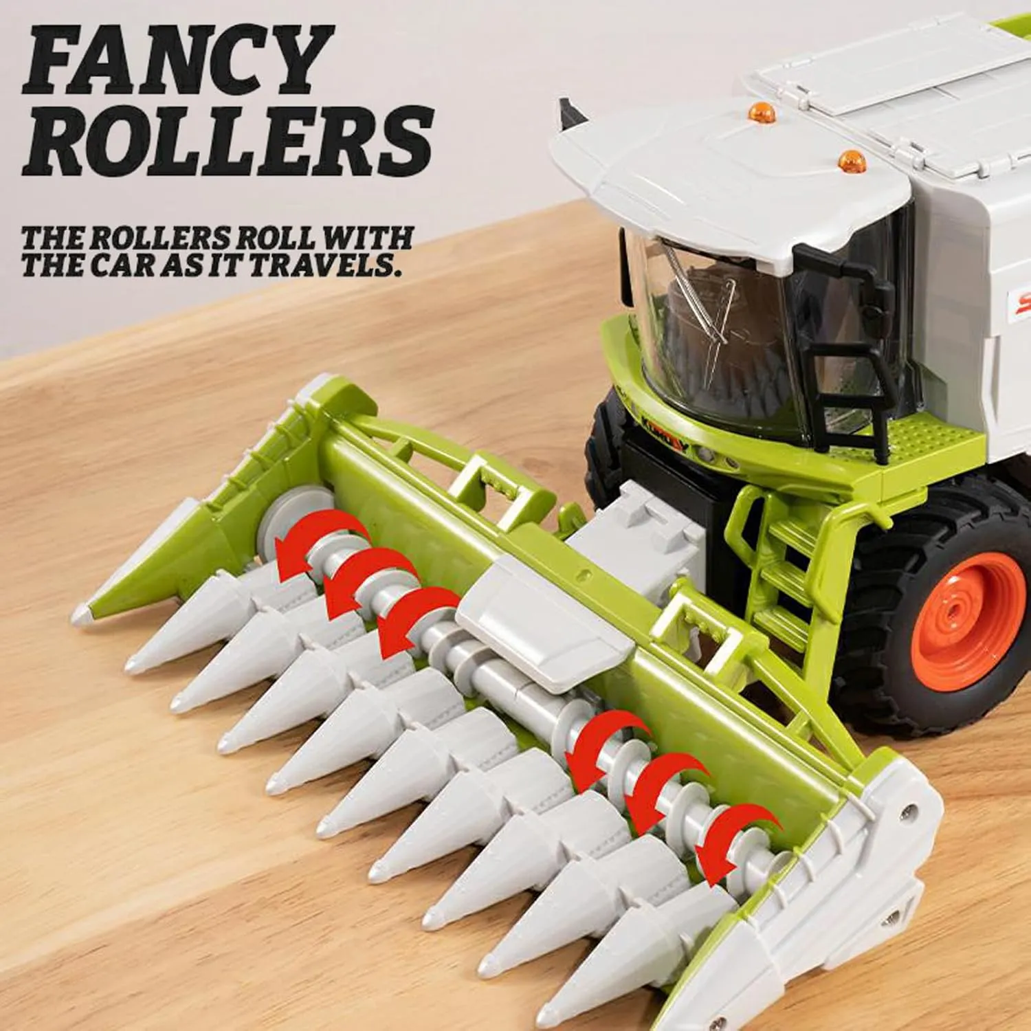Remote Control Harvester Toy, 1:24 Scale Farm Tractor Toy with LED Lights, Sounds Effects & Spray, 2.4GHz Simulation RC Tractor Truck Birthday Gift for Boys Girls 3-8